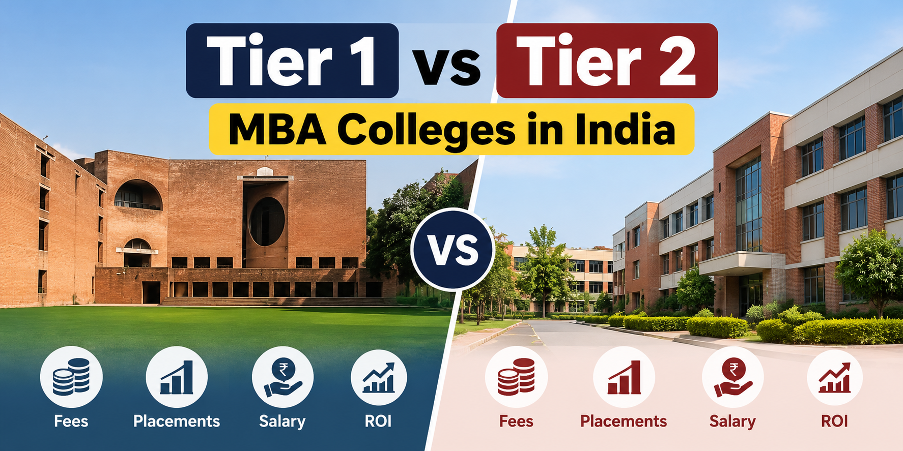 Tier 1 vs Tier 2 MBA Colleges in India 2026: Fees & Placements Tier 1 vs Tier 2 MBA Colleges in India 2026: Fees & Placements