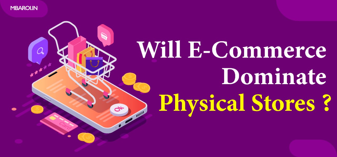 Will E-Commerce Dominate Physical Stores? Depicted by Shopping cart on phone