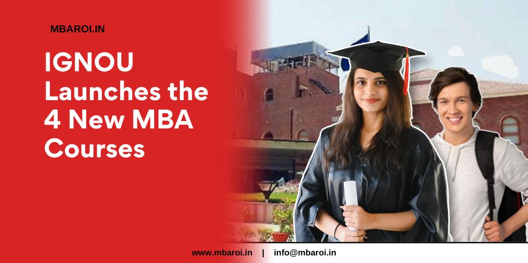 IGNOU Launches the 4 New MBA Courses Students in front of College Building with text IGNOU Launches the 4 New MBA Courses